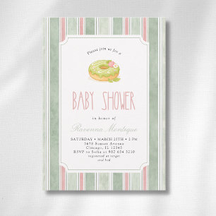 Elegant Matcha Doughnut Sage For Girl Baby Shower Invitation