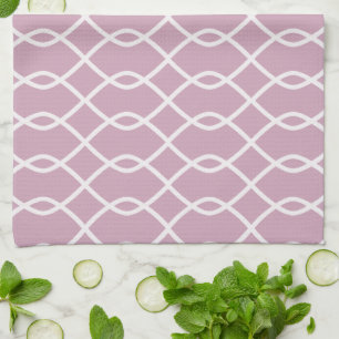 Elegant Mauve Abstract Wave Pattern Kitchen Towel