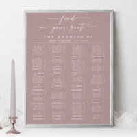 Elegant Mauve Alphabetical Wedding Seating Chart