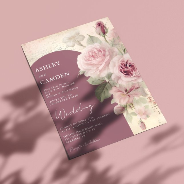 Elegant Mauve and Dusty Rose Wedding Invitation (Creator Uploaded)