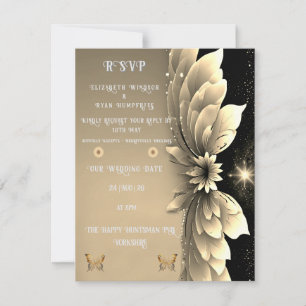 Elegant Mauve and Gold Wedding RSVP Card