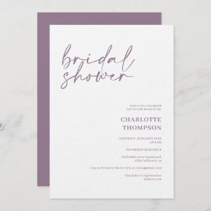 Elegant mauve casual script bridal shower invitation