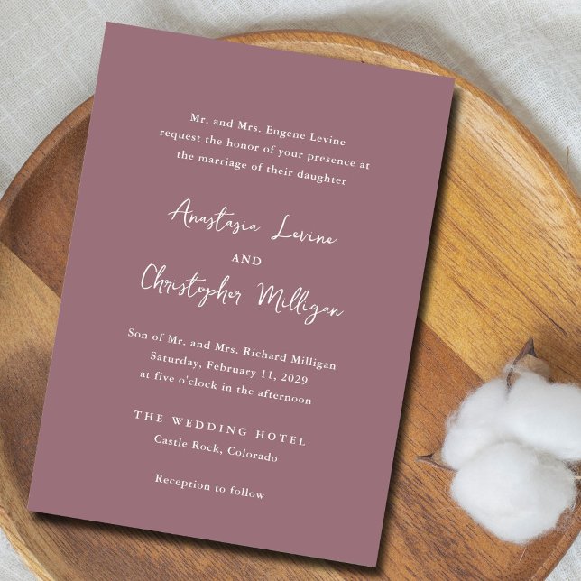 Elegant Mauve Clean Wedding Invitation (Creator Uploaded)