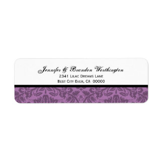 Elegant Mauve Damask Wedding Return Address Label