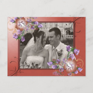 Elegant Mauve & Fancy Flowers Frame Custom Photo Postcard