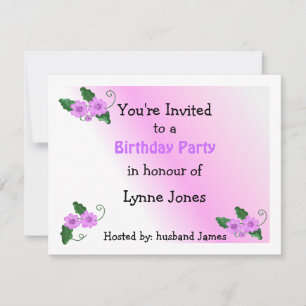 Elegant Mauve Floral Birthday Invitation