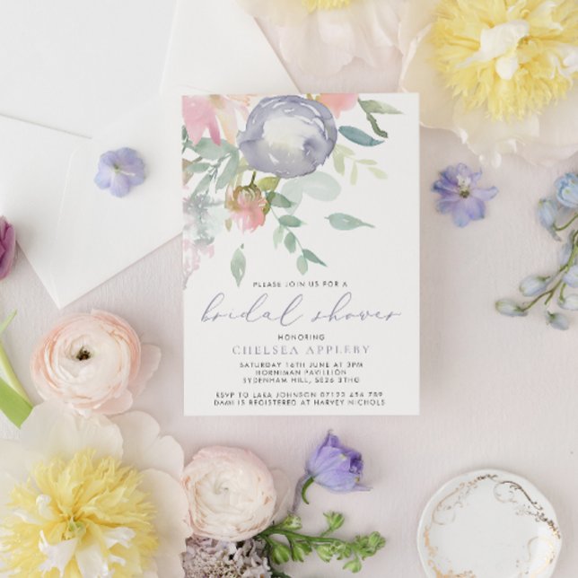 Elegant Mauve Floral Bridal Shower Invitation (Creator Uploaded)