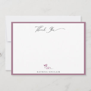 Elegant Mauve Floral Stem Thank You Card