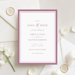 Elegant Mauve Frame Wedding Save the Date Invitation