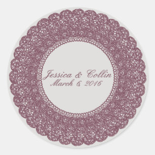 Elegant mauve & grey lace custom sticker