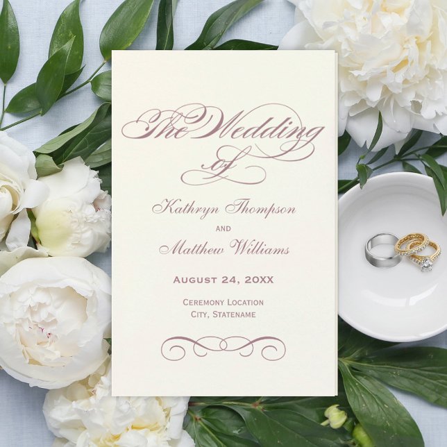Elegant Mauve Ivory Calligraphy Wedding Programs (Creator Uploaded)