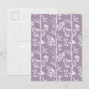 Elegant Mauve Mist Wildflower Silhouette Art Postcard