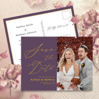 Elegant Mauve Modern Script Wedding Save The Date