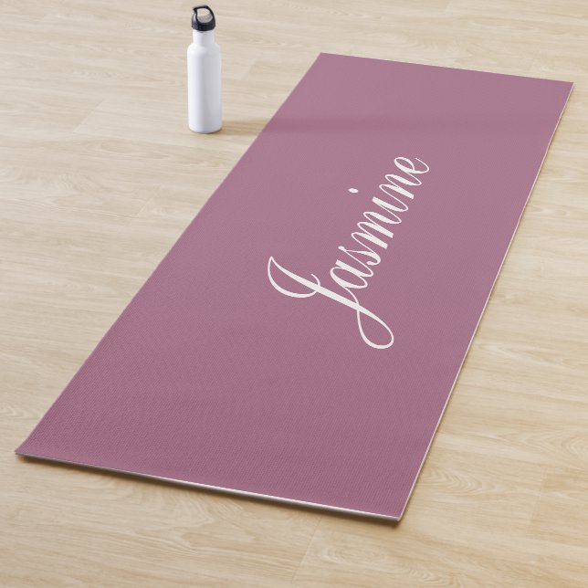 Elegant Mauve Personalised Name Yoga Mat (In Situ)