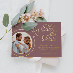 Elegant Mauve Photo Wedding Save The Date