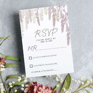 Elegant mauve pink mint green floral wedding RSVP  Invitation