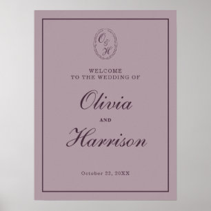 Elegant Mauve Plum Wedding Welcome Sign
