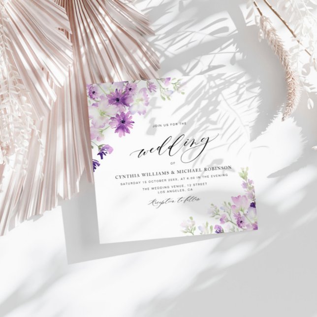 elegant mauve purple floral wedding invitation (Creator Uploaded)