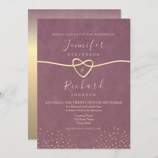 Elegant Mauve Purple Wedding Invitation (Front/Back)