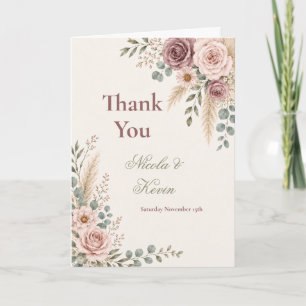 Elegant Mauve Rose Ceremony Thank You Card
