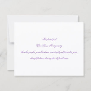 Elegant Mauve Script Funeral Acknowledgement Thank You Card