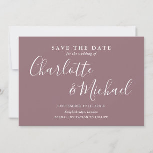Elegant Mauve Signature Script Photo Save The Date
