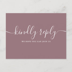 Elegant Mauve Song Request RSVP Postcard