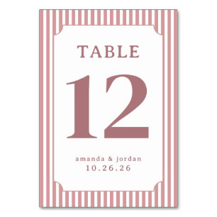 Elegant Mauve Striped Table Number