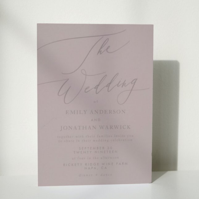 Elegant Mauve Taupe Calligraphy The Wedding Invitation (Creator Uploaded)