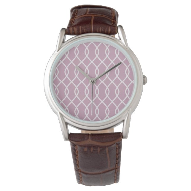 Elegant Mauve Wave Pattern Watch (Front)