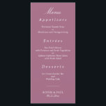 Elegant Mauve Wedding Menu<br><div class="desc">Elegant Mauve Wedding Menu, please personalise as required using the online Personalisation template before ordering. Once you have entered your wording onto the Personalisation template, should you find that you need to adjust the positioning of the text then please use the "Customise further" option to "Edit using the Design Tool"...</div>