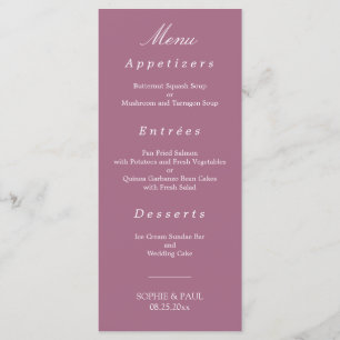 Elegant Mauve Wedding Menu
