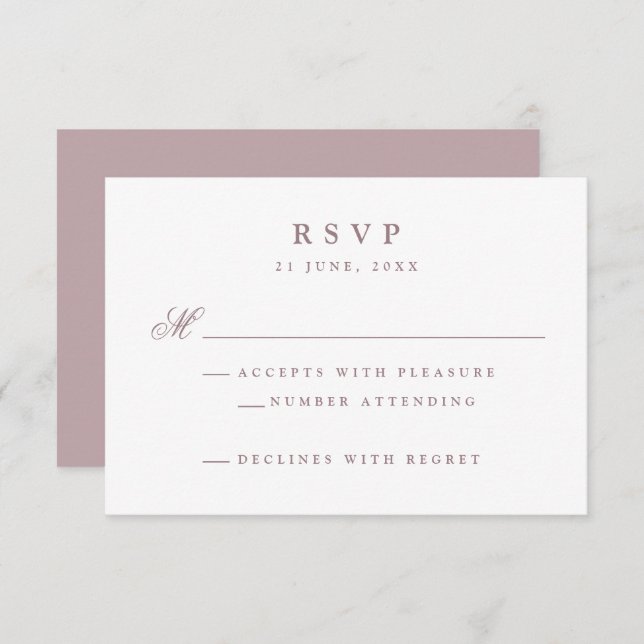 Elegant Mauve Wedding RSVP Card (Front/Back)