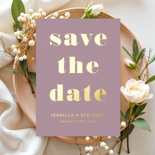 Elegant Mauve Wedding Save The Date Gold