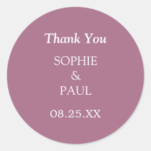 Elegant Mauve Wedding Thank You Sticker