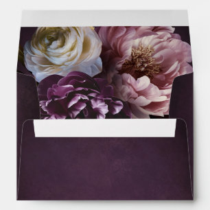 Elegant Maximalist Purple Floral Wedding Envelope