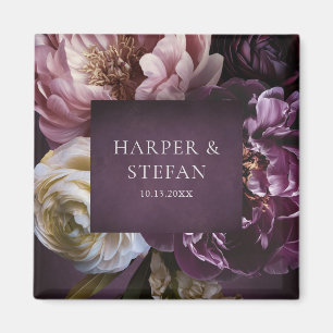 Elegant Maximalist Purple Floral Wedding Magnet