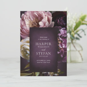 Elegant Maximalist Purple Floral Wedding Program