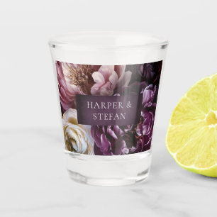 Elegant Maximalist Purple Floral Wedding Shot Glass
