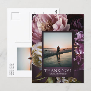 Elegant Maximalist Purple Floral Wedding Thank You Postcard