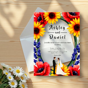 Elegant Meadow Bride & Groom Summer Floral Wedding Acrylic Invitations