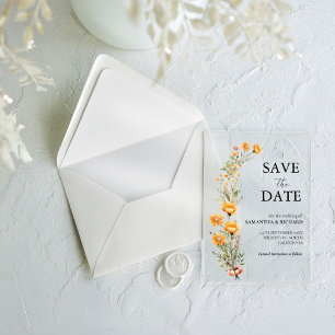 Elegant Meadow Wildflower Wedding Save The Date Acrylic Invitations