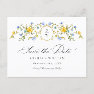 Elegant Meadow Wildflowers Wedding Save the Date Postcard