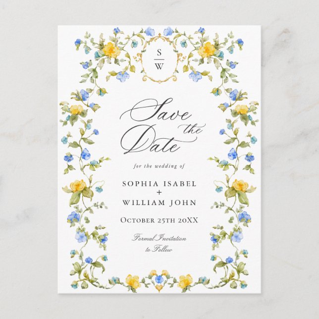 Elegant Meadow Wildflowers Wedding Save the Date Postcard (Front)