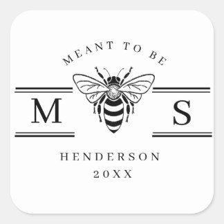 Elegant “Meant to Be” Wedding Names Design  Square Sticker
