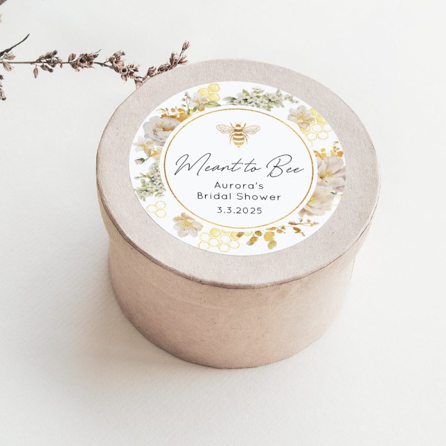 Elegant meant to bee bridal shower classic round sticker (Creator Uploaded)