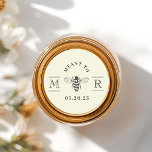 Elegant Meant to Bee Honey Wedding Favour Classic Round Sticker<br><div class="desc">Custom-designed honey wedding favour sticker featuring classic and elegant "Meant to Bee" design. Personalise with bride and grooms' initials/ monogram and wedding date. Perfect on wedding envelopes,  favour bags,  honey jars,  and more!</div>