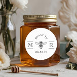 Elegant Meant to Bee Honey Wedding Favour Classic Round Sticker<br><div class="desc">Custom-designed honey wedding favour sticker featuring classic and elegant "Meant to Bee" design. Personalise with bride and grooms' initials/ monogram and wedding date. Perfect on wedding envelopes,  favour bags,  honey jars,  and more!</div>