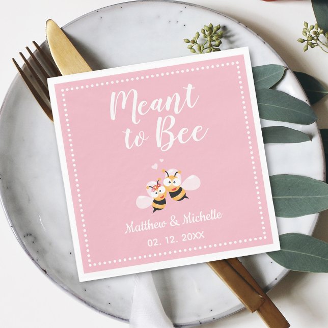 Elegant Meant To Bee Pink Wedding Party Napkin (Creator Uploaded)
