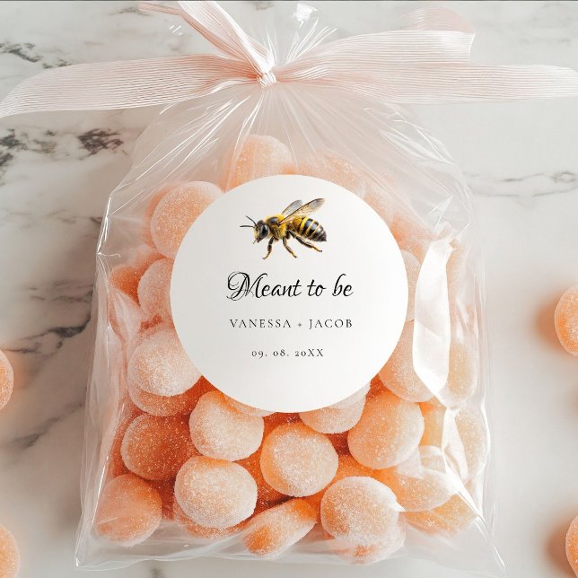 Elegant Meant to Bee Wedding Favour  Classic Round Sticker (Creator Uploaded)